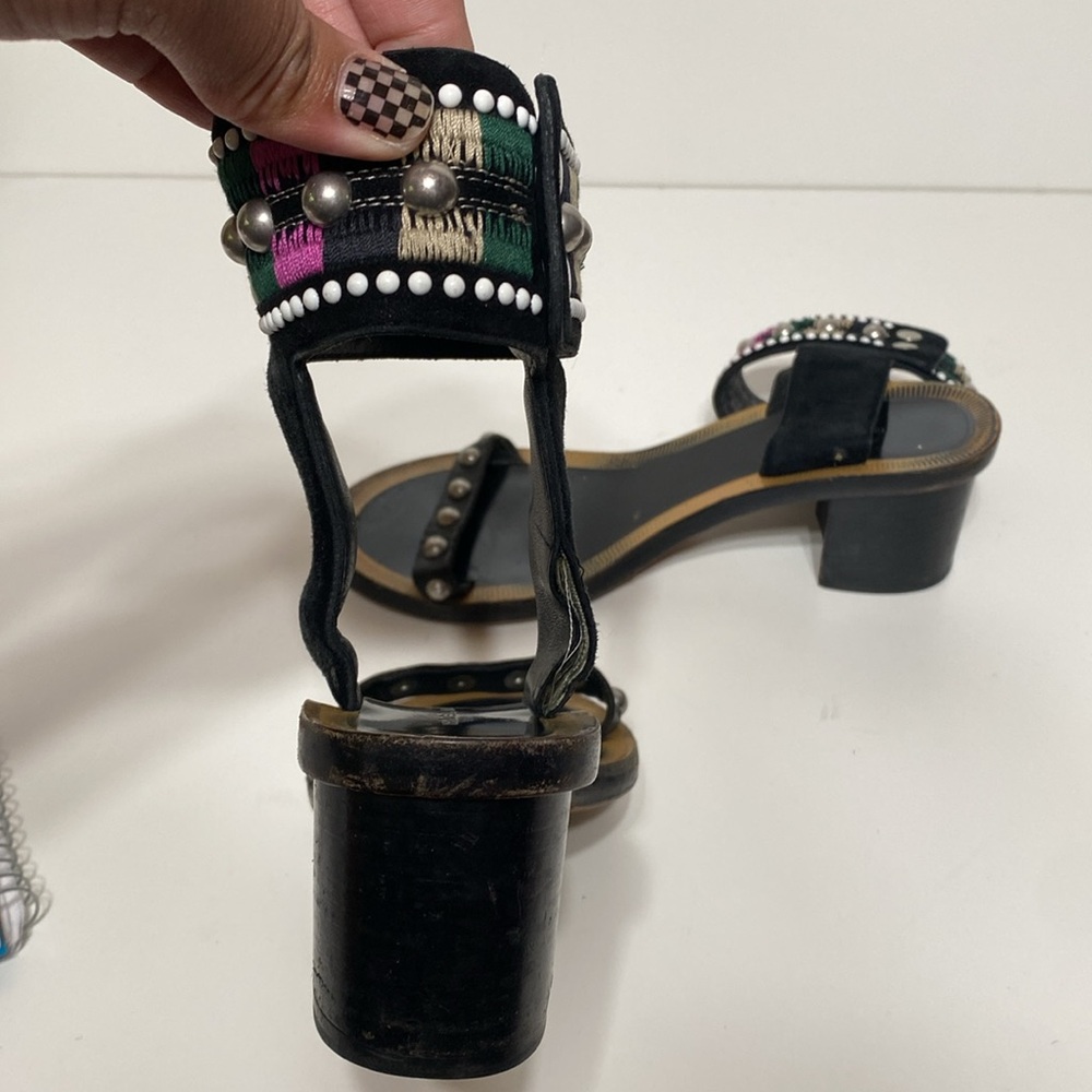 Isabel Marant Joss Embroidered Black Heel Sandals - Picture 14 of 17